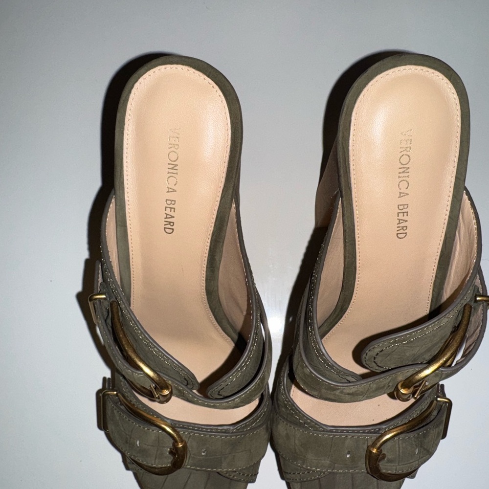 *PRACTICALLY BRAND NEW* Veronica Beard Olive Double Buckle Mules [SIZE 9] - Picture 8 of 9